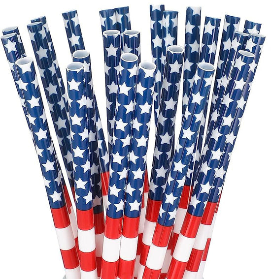 Pack of 20 American Flag Straws - Curated Home Decor