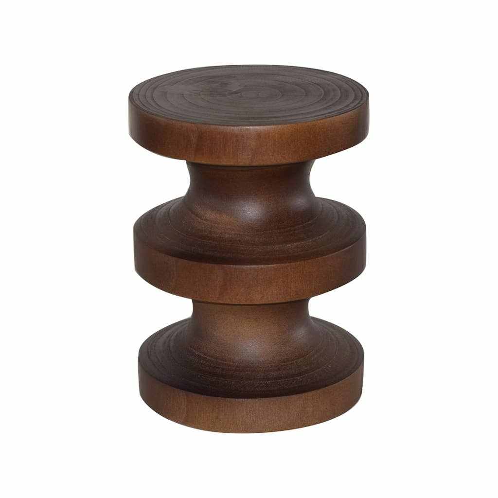 Harness Ami Side Table dark brown stacked wood design with built-in side table from France