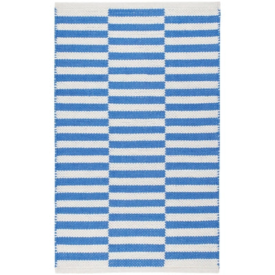 Sailing Stripe French Blue Handwoven Indoor/Outdoor Rug - Curated Home Decor