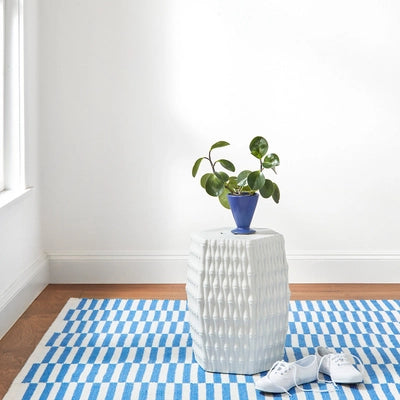 Sailing Stripe French Blue Handwoven Indoor/Outdoor Rug - Curated Home Decor