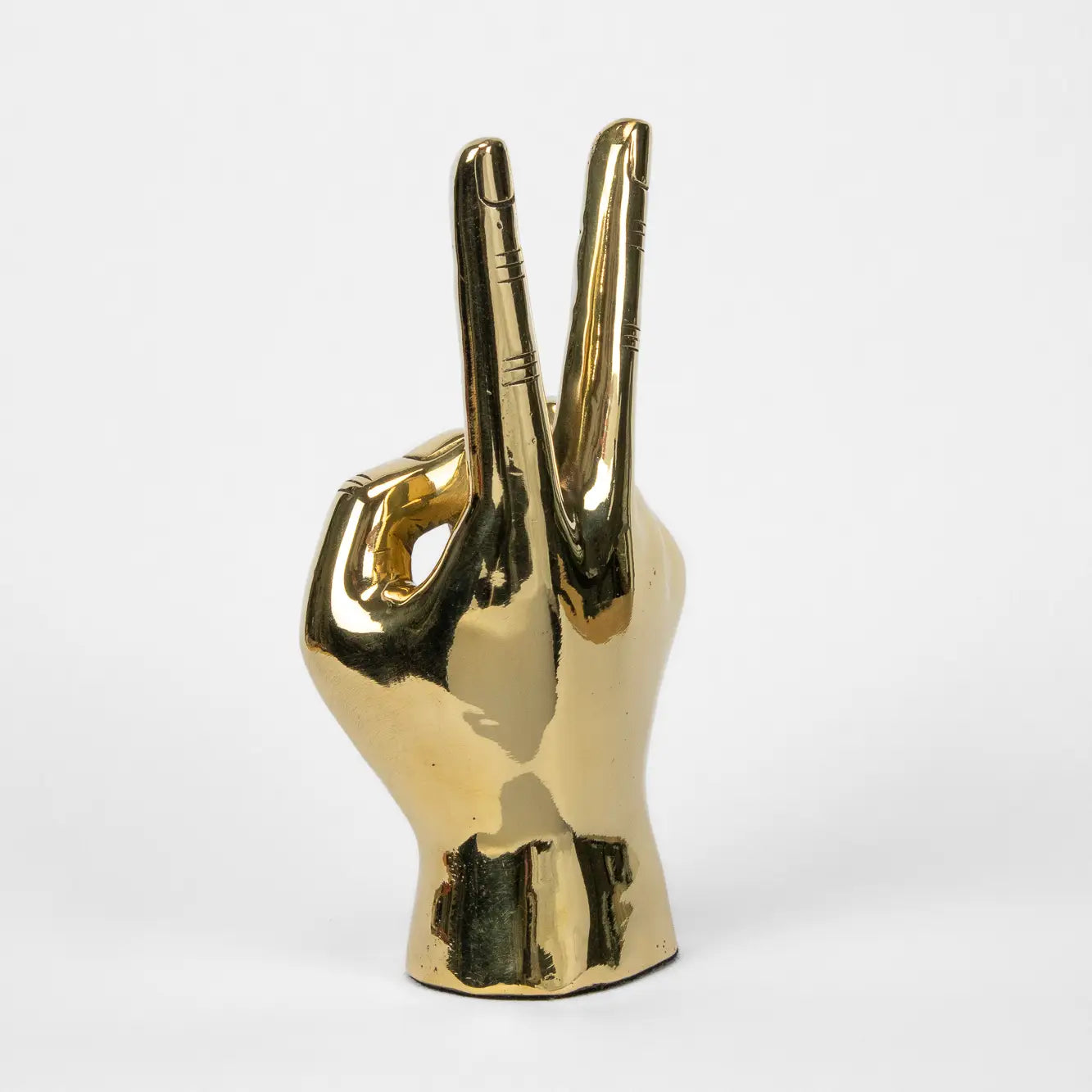 Peace Sign Brass Hand Sculpture