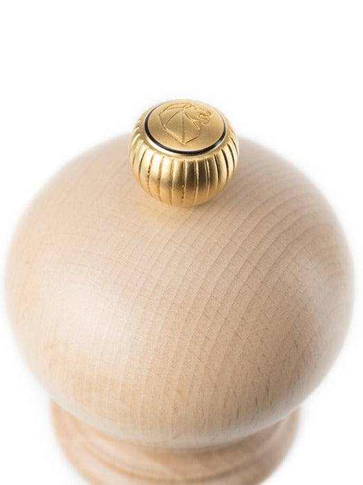Peugeot Paris Natural 12 inch wooden pepper mill with brass knob, made in France
