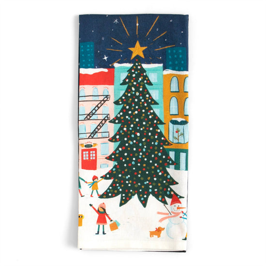 Winter Nights & City Lights Tea Towel - Curated Home Decor