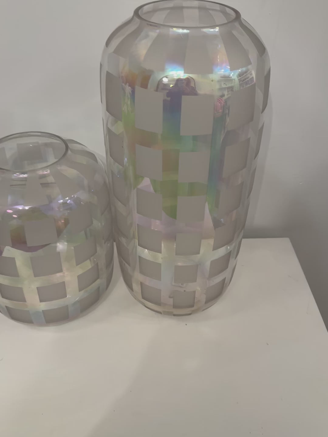 Set of 2 Vintage Iridescent Vases