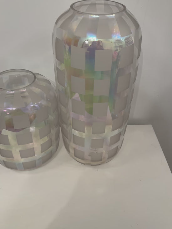 Load and play video in Gallery viewer, Set of 2 Vintage Iridescent Vases
