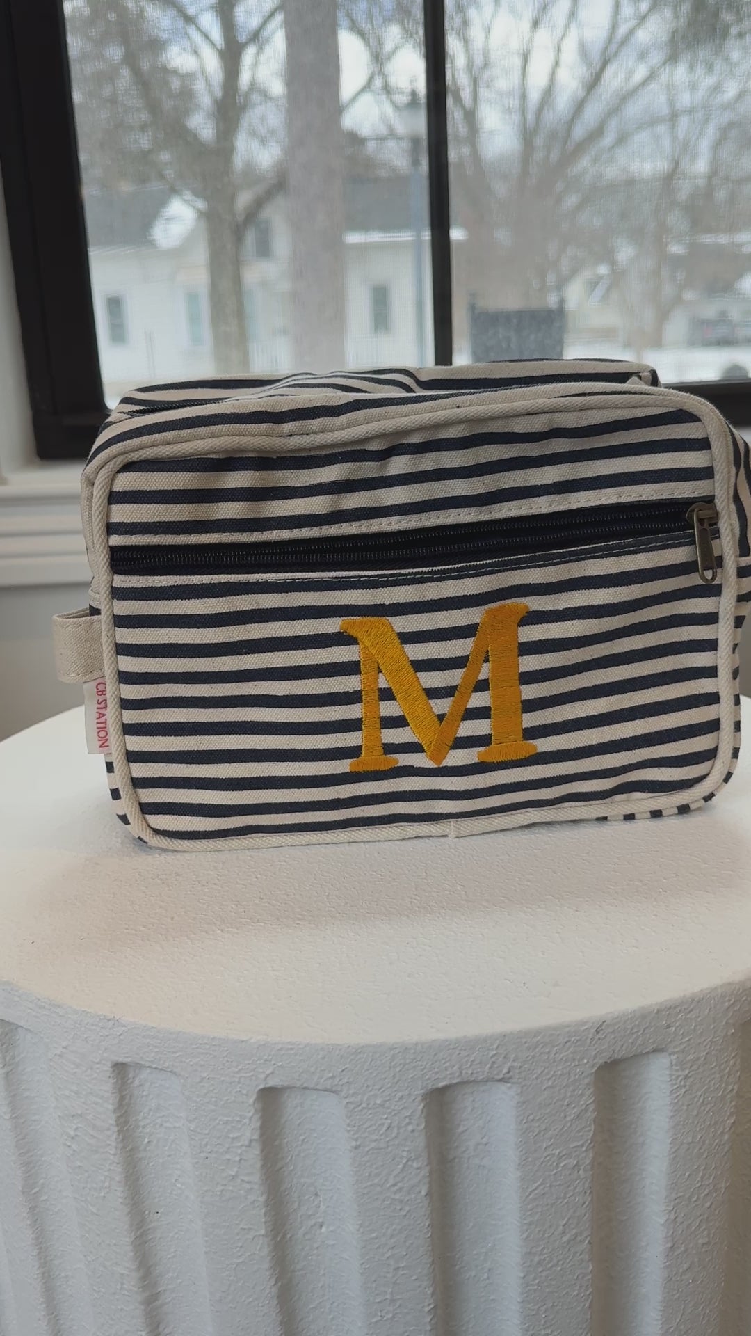 Load and play video in Gallery viewer, Navy Striped Travel Bag
