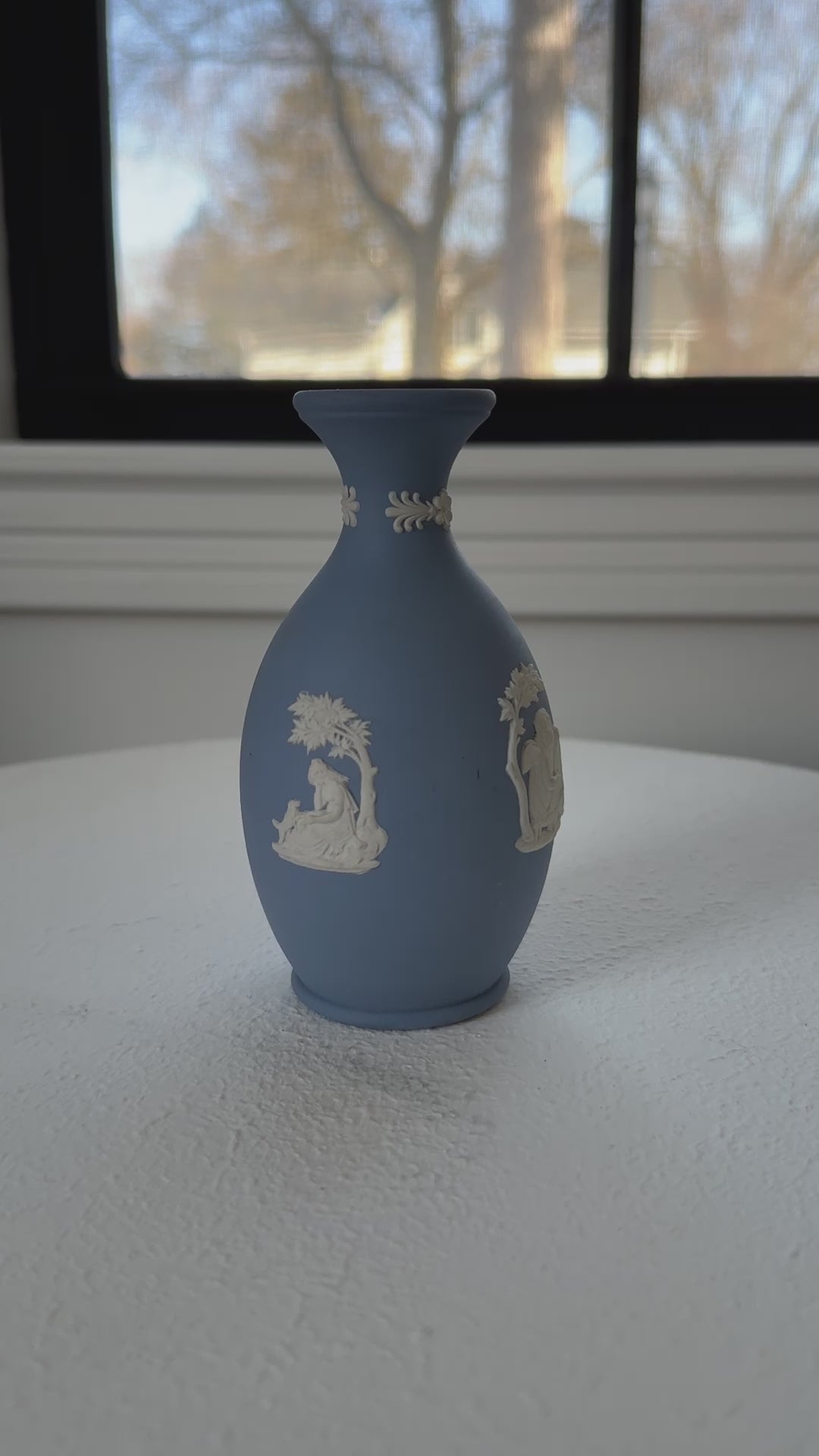 Load and play video in Gallery viewer, Mini Blue Wedgewood Vase
