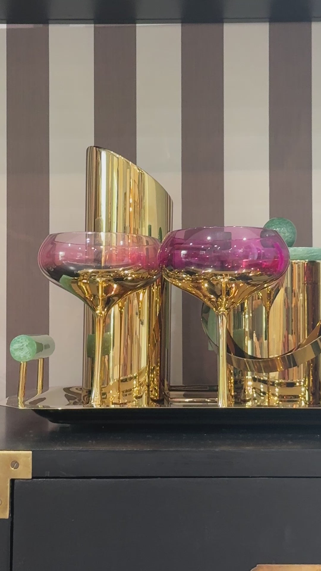 Load and play video in Gallery viewer, Colorful Gilded Coupe Glassware
