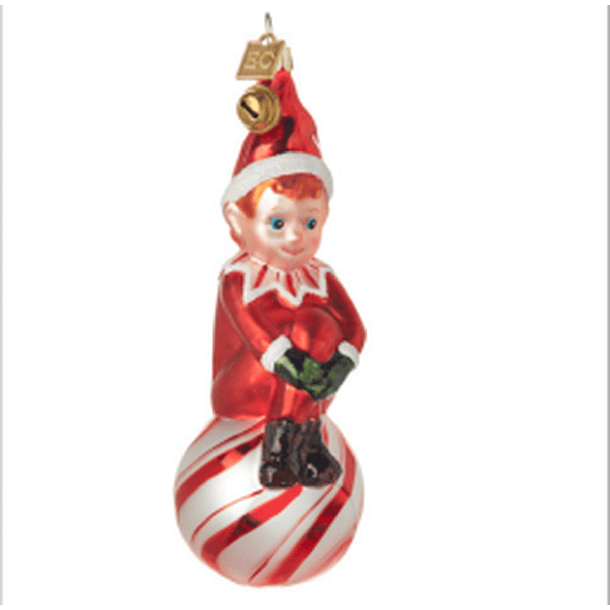 Vintage-Style Peppermint Knee-Hugger Elf Ornament – 6" - Curated Home Decor