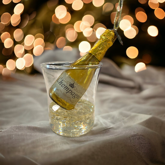 Champagne with Ice Bucket Ornament - Curated Home Decor