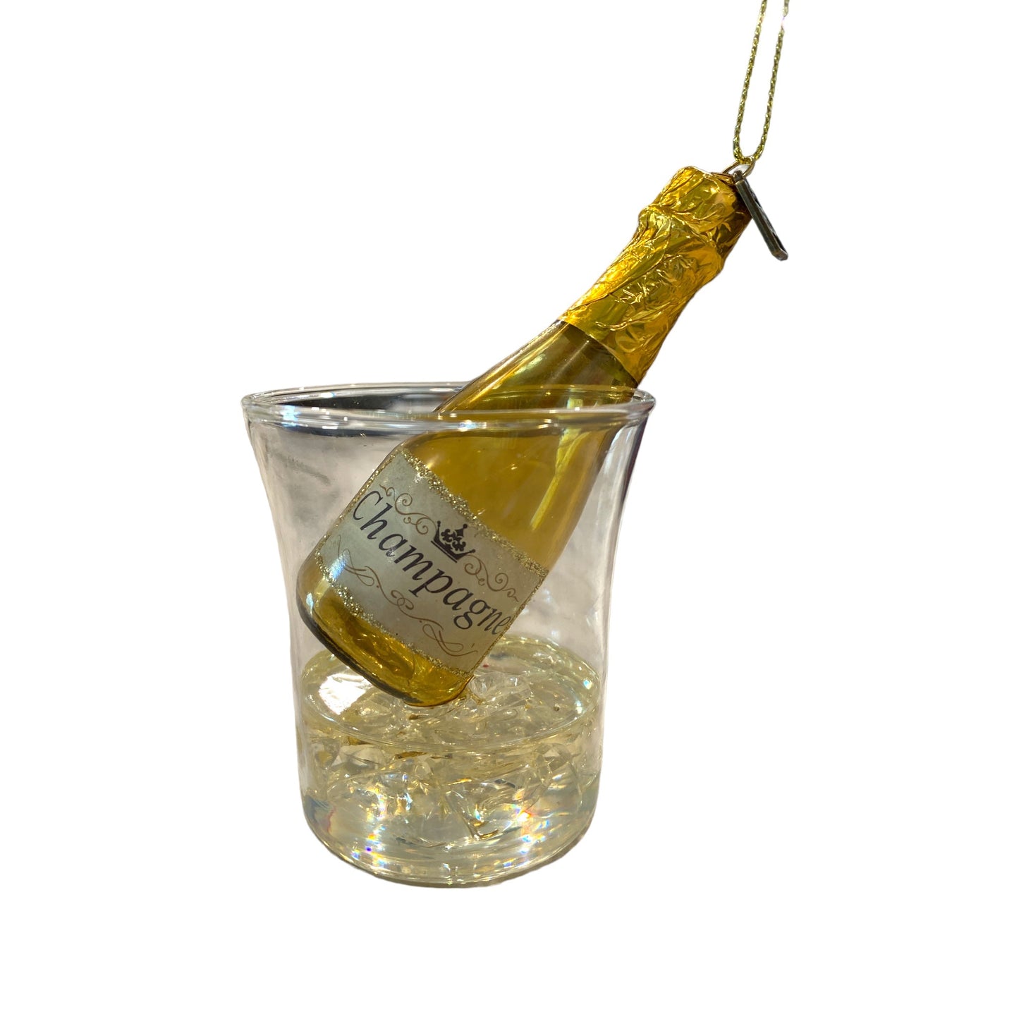 Champagne with Ice Bucket Ornament - Curated Home Decor