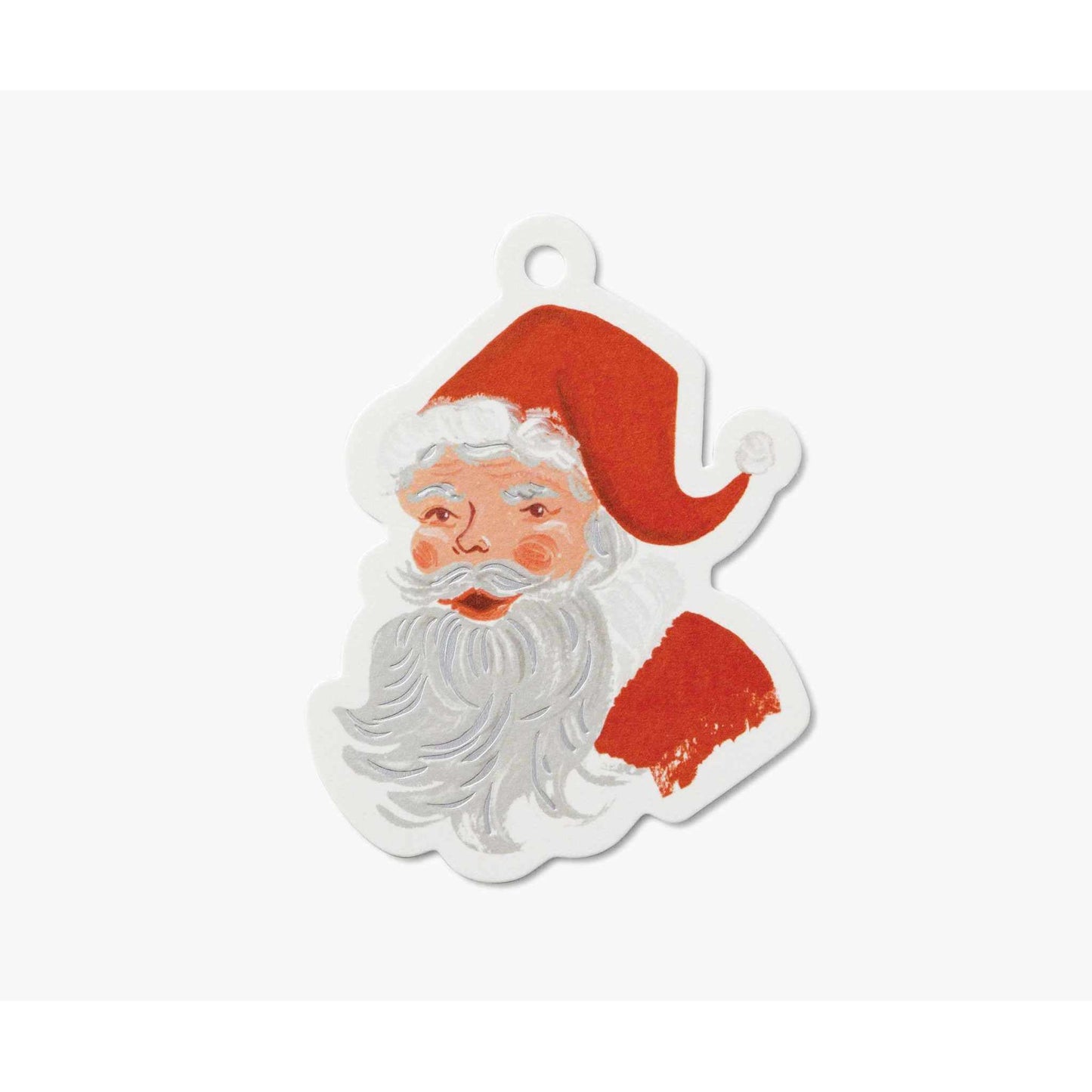 Santa die-cut gift tag with metallic silver foil accents and "To" and "From" spaces, set of 8
