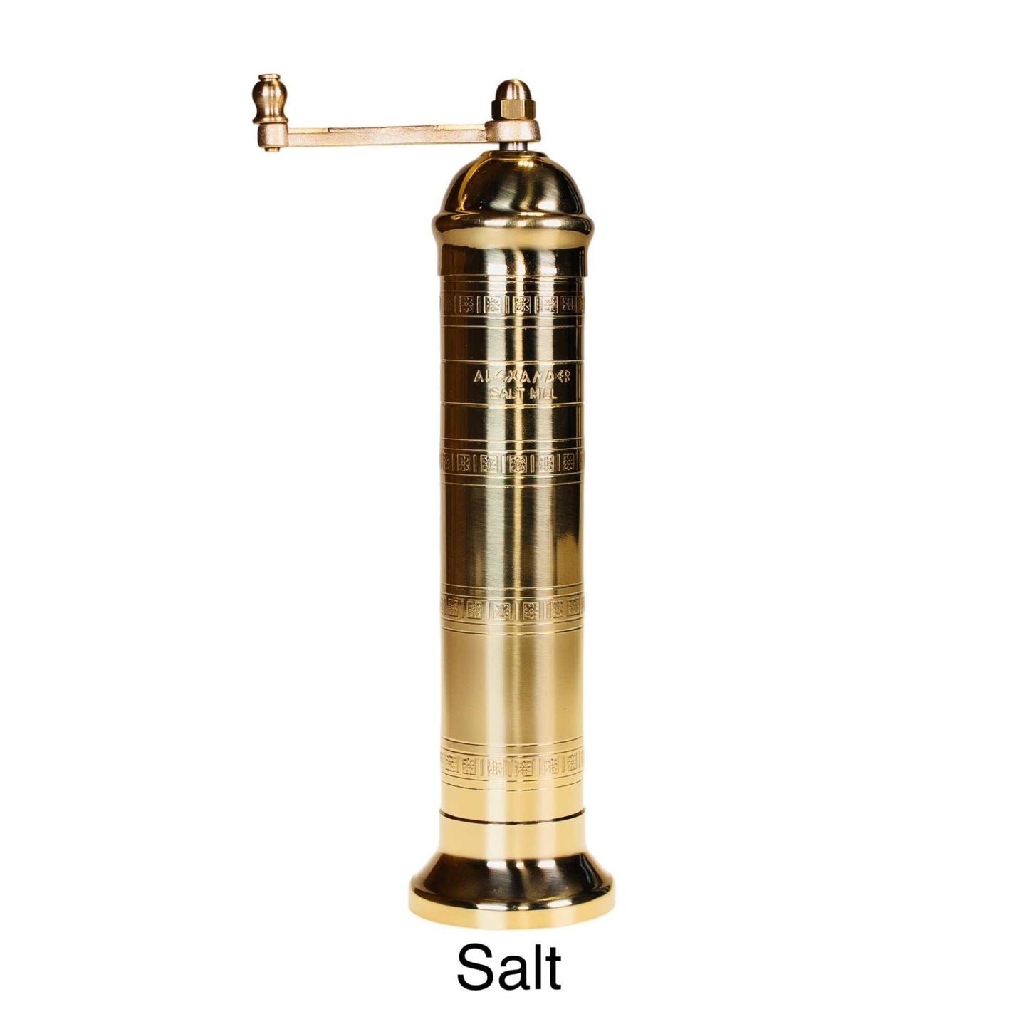 Handmade 8-inch Brass Mill salt grinder with crank and non-corrosive mechanism