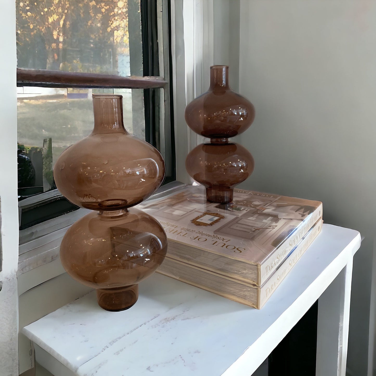 Large Glass Brown Bubble Vase - Curated Home Decor