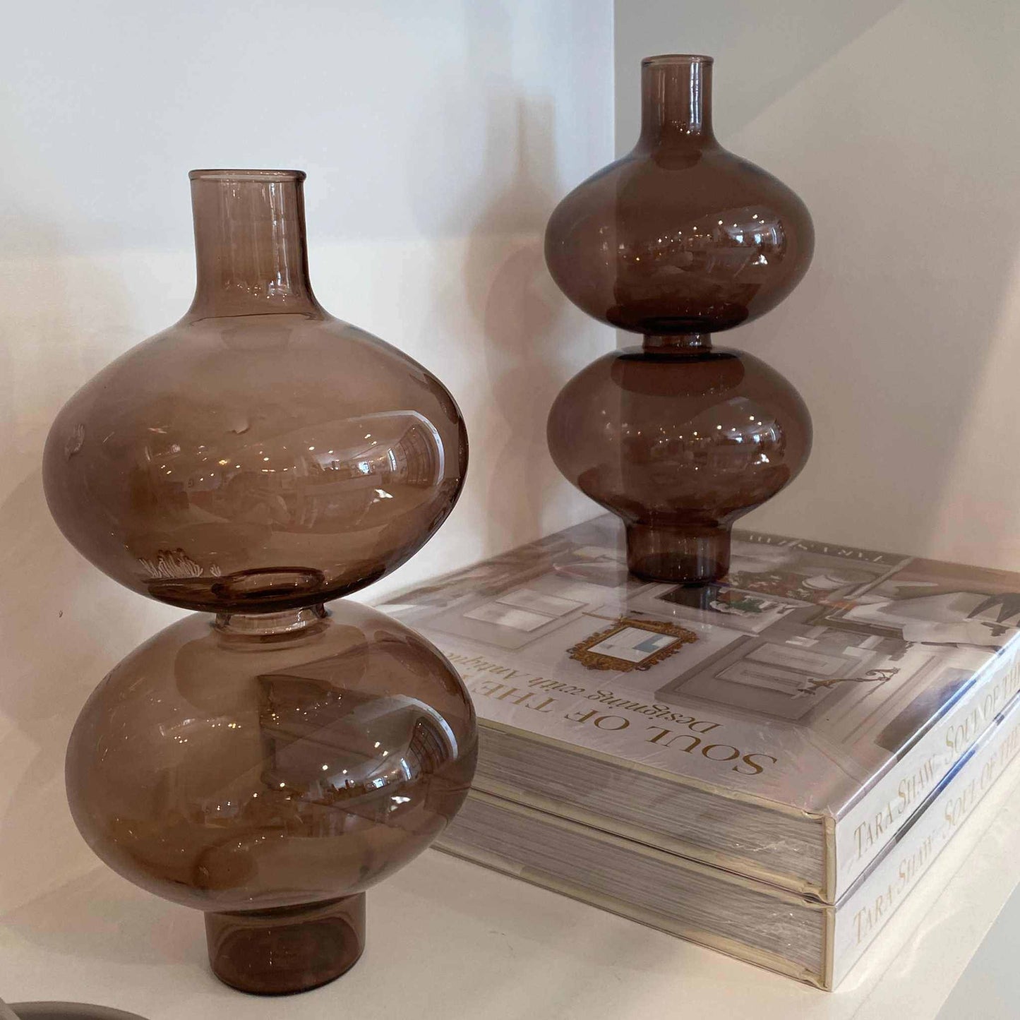 
                  
                    Large Glass Brown Bubble Vase - Curated Home Decor
                  
                