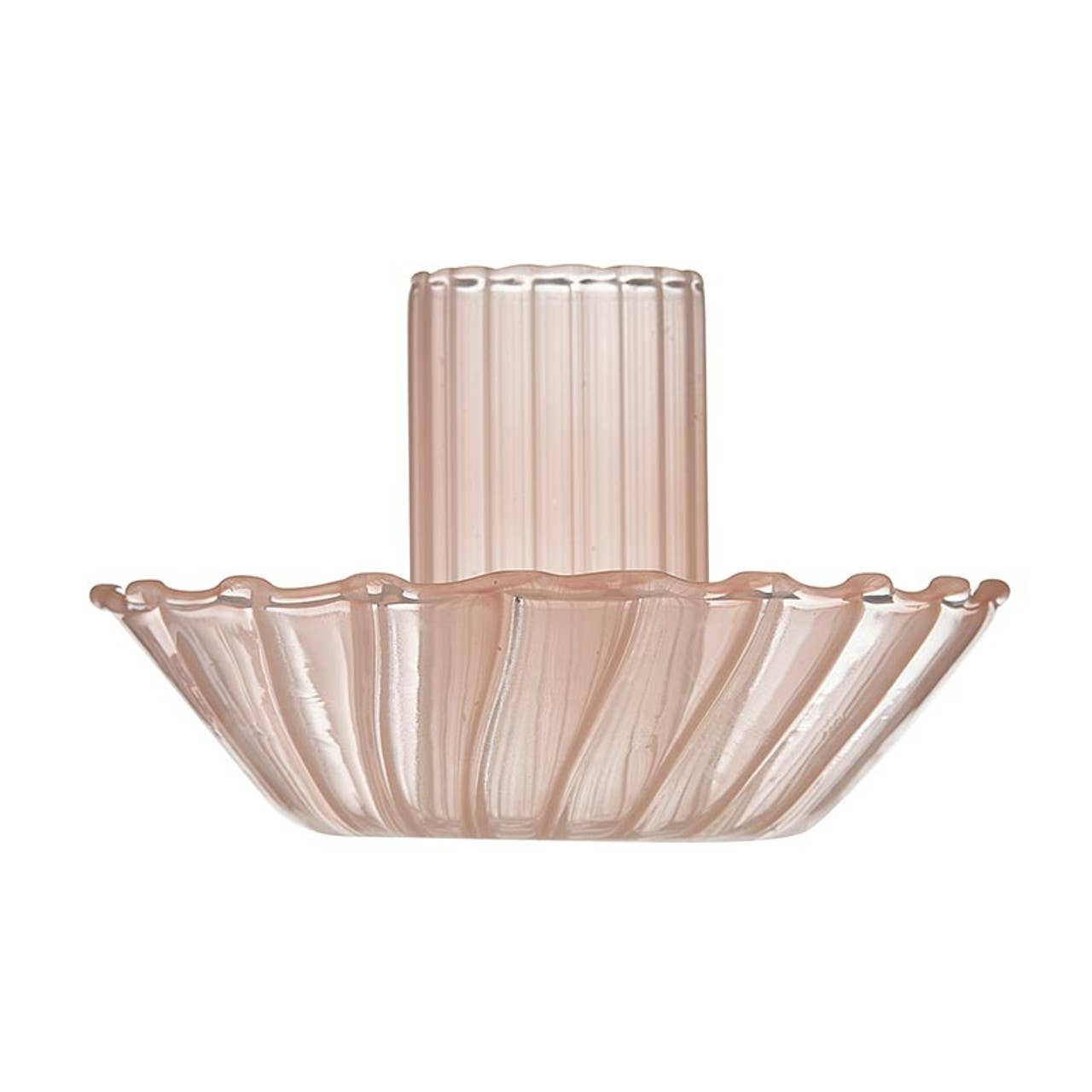 Pink Glass Candle Holder - Curated Home Decor