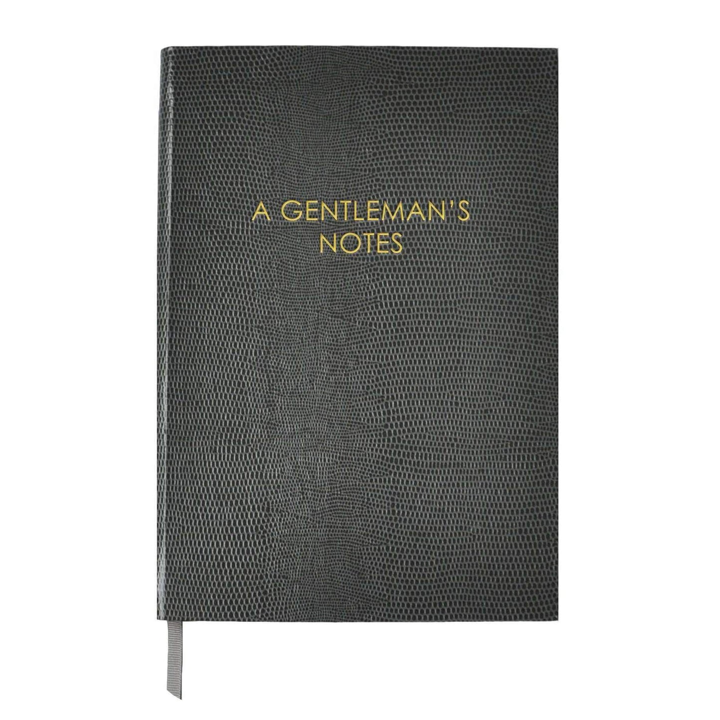 Gentleman's Notes Notebook with lizard-embossed cover and gold embossed lettering