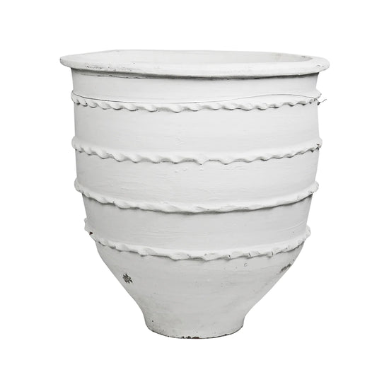 White Open Mouth Mediterranean Pot - Curated Home Decor