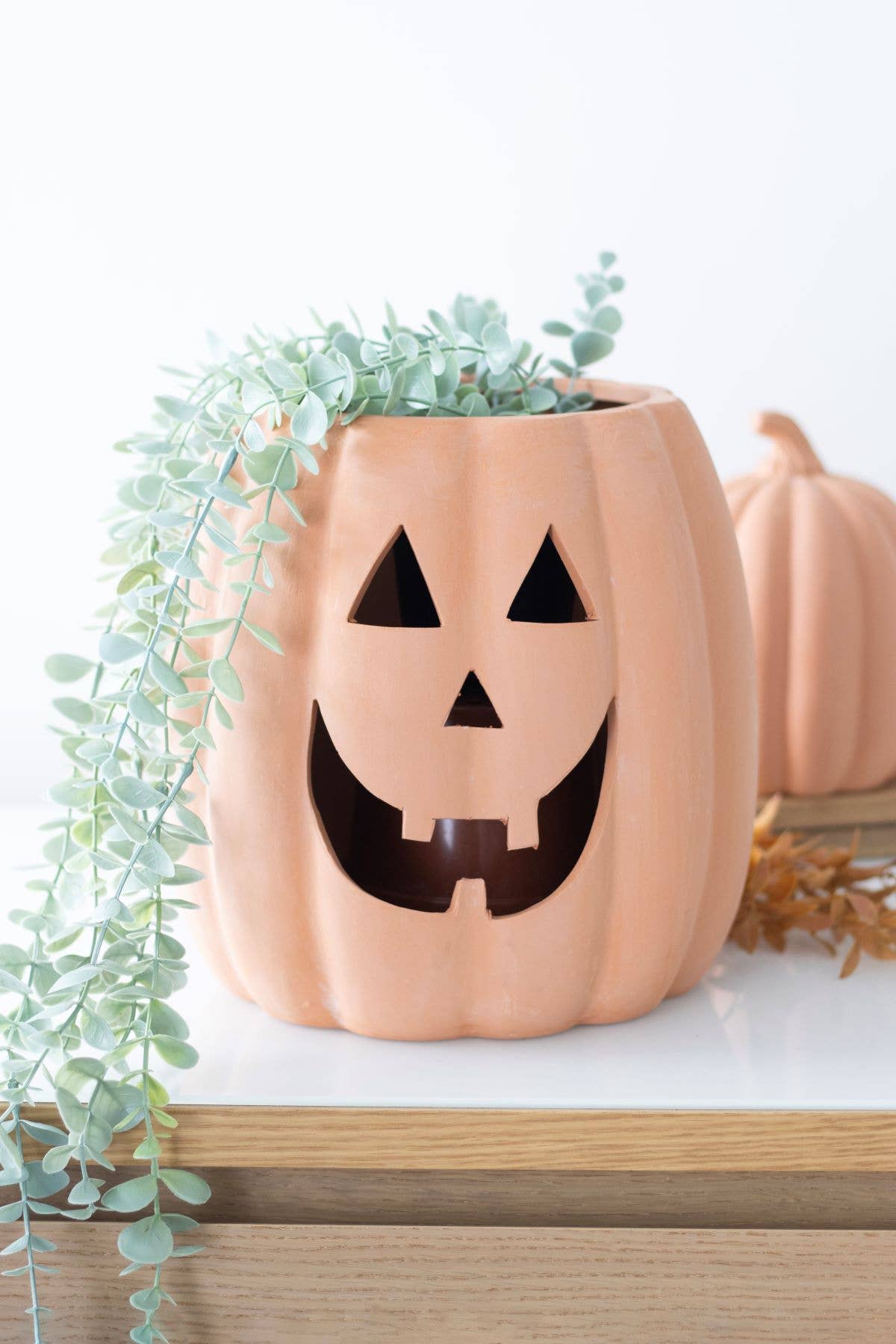 25cm Terracotta Cut Out Halloween Pumpkin Decoration - Curated Home Decor