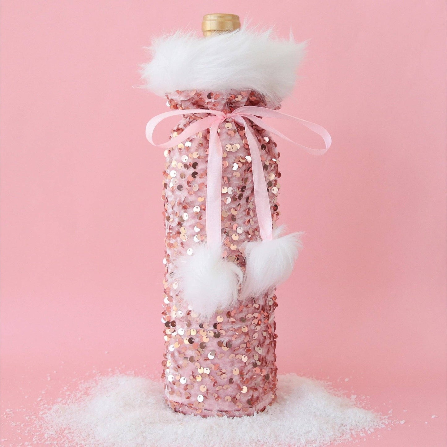 Holiday Sequin Wine Bag - Pink - Curated Home Decor