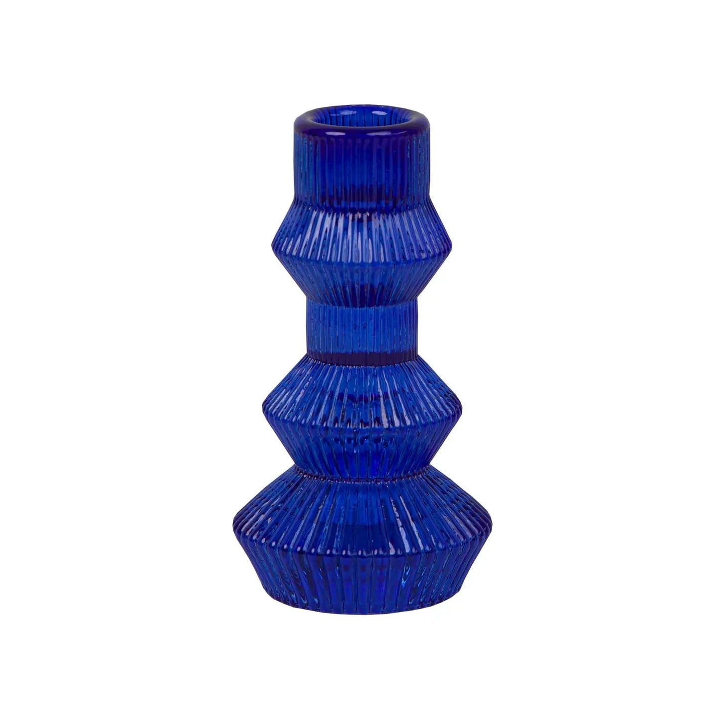 Blue Ribbed 3-Tier Candle Holder - Curated Home Decor