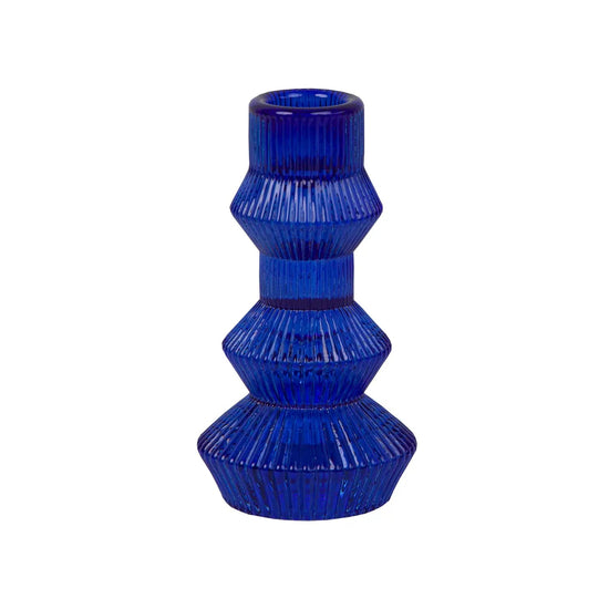 Blue Ribbed 3-Tier Candle Holder - Curated Home Decor