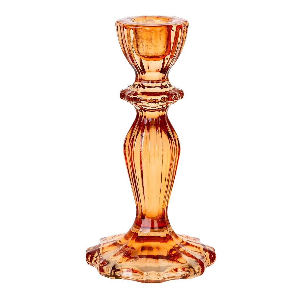 Orange Glass Candlestick Holder - Curated Home Decor