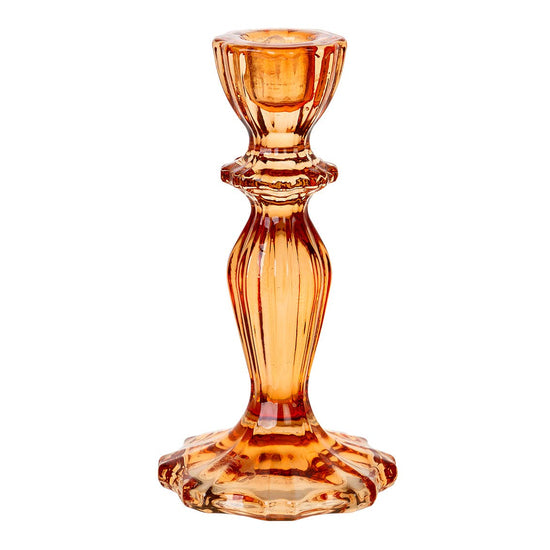 Orange Glass Candlestick Holder - Curated Home Decor