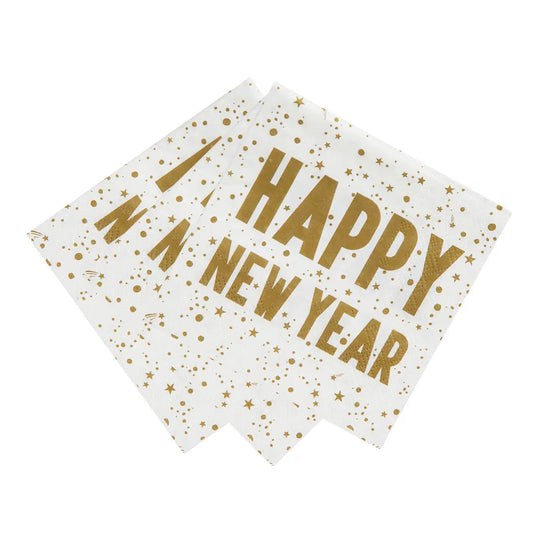 Gold Happy New Year Napkins - 20 Pack - Curated Home Decor