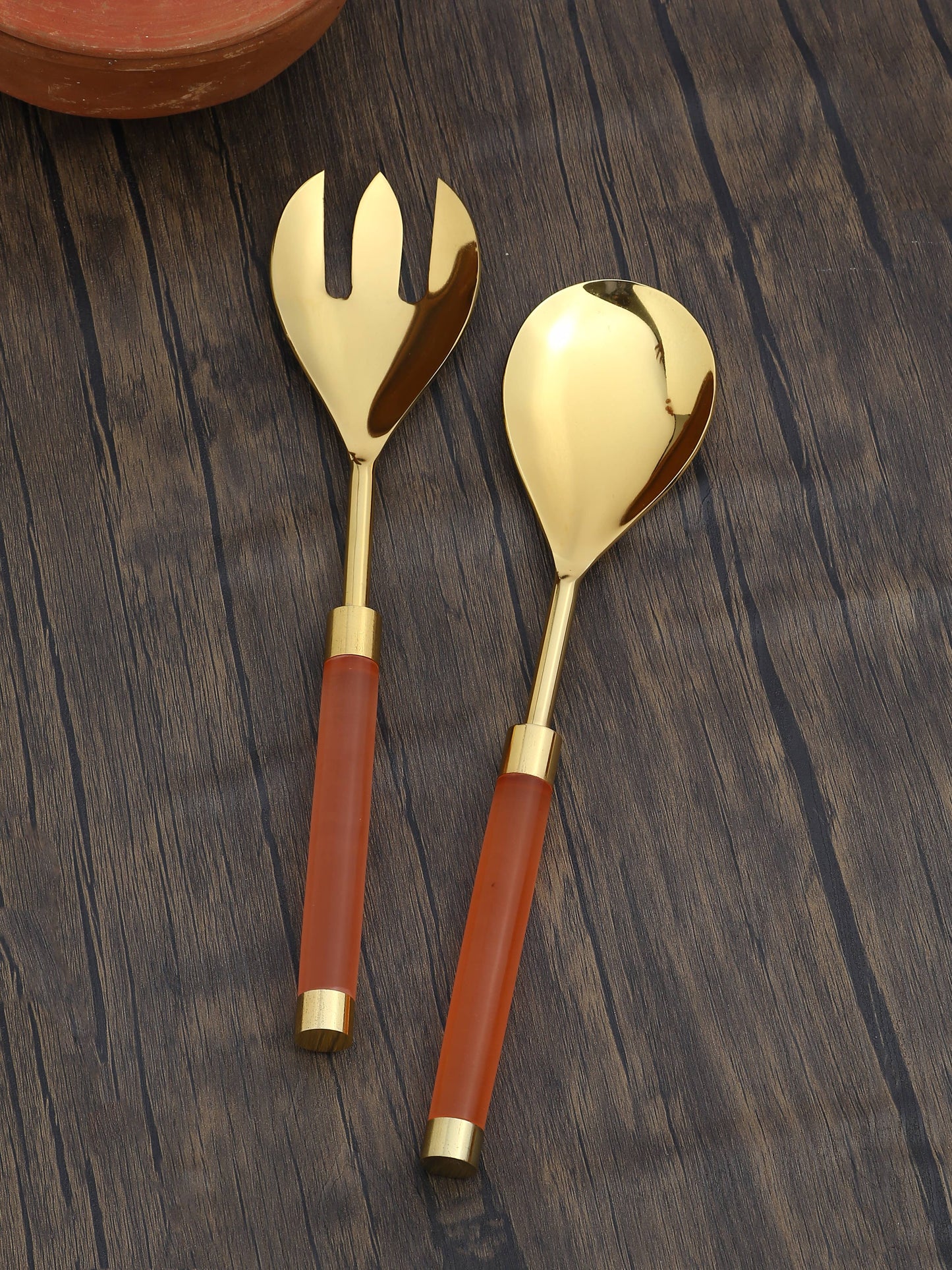 Metal & Resin Salad Server 2-Piece Set - Curated Home Decor