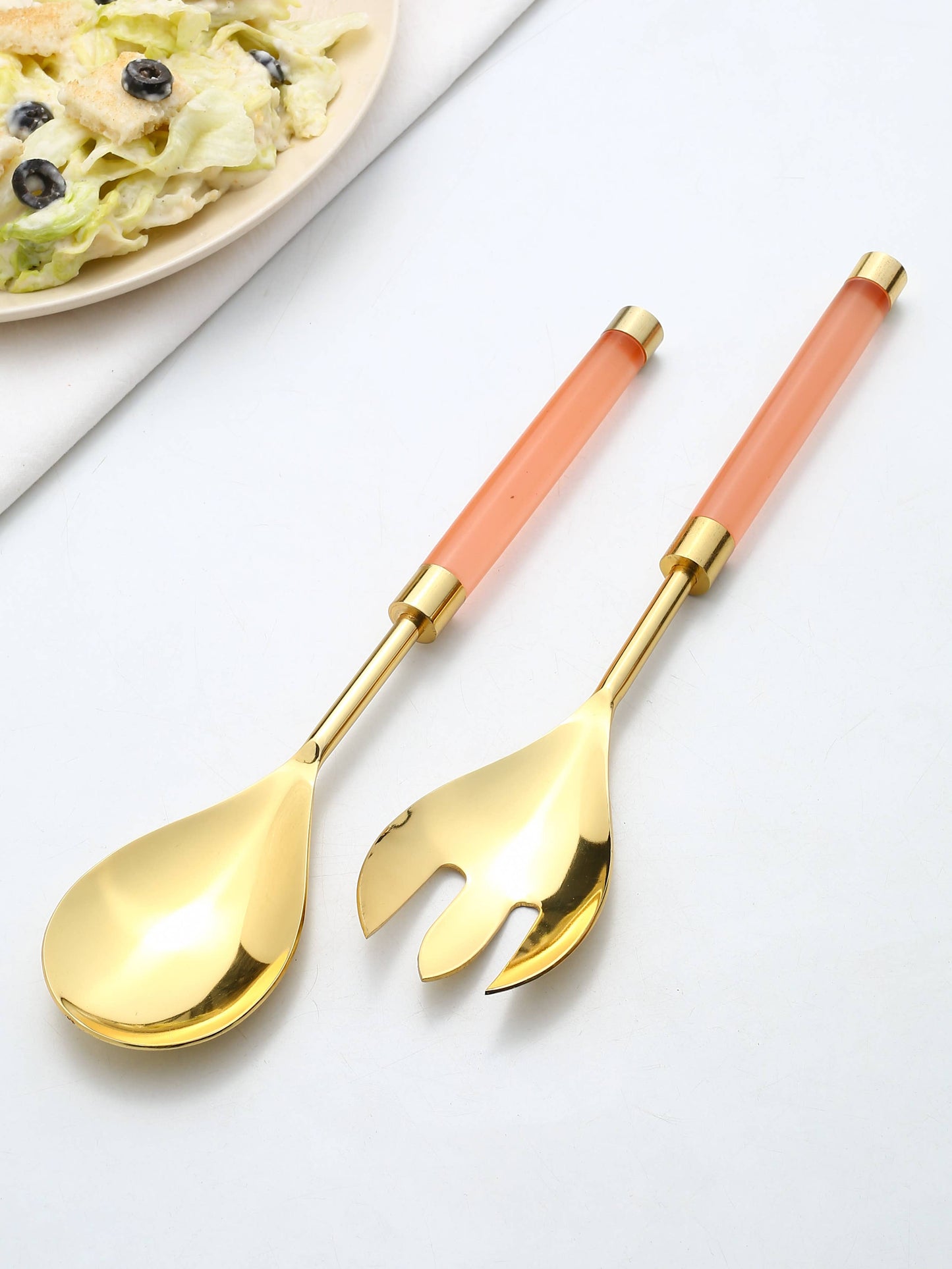 Metal & Resin Salad Server 2-Piece Set - Curated Home Decor