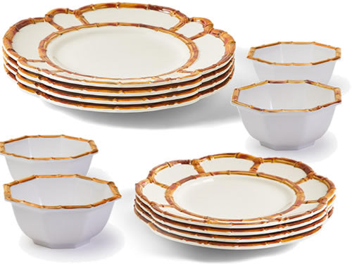 Bamboo Melamine Bowl Set/4 - Curated Home Decor