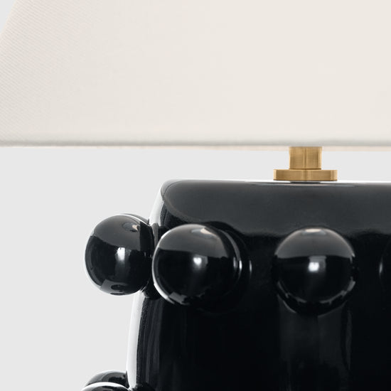 Kelly Wearstler Linden 14" Cordless Table Lamp in Black with Linen Shade - Curated Home Decor