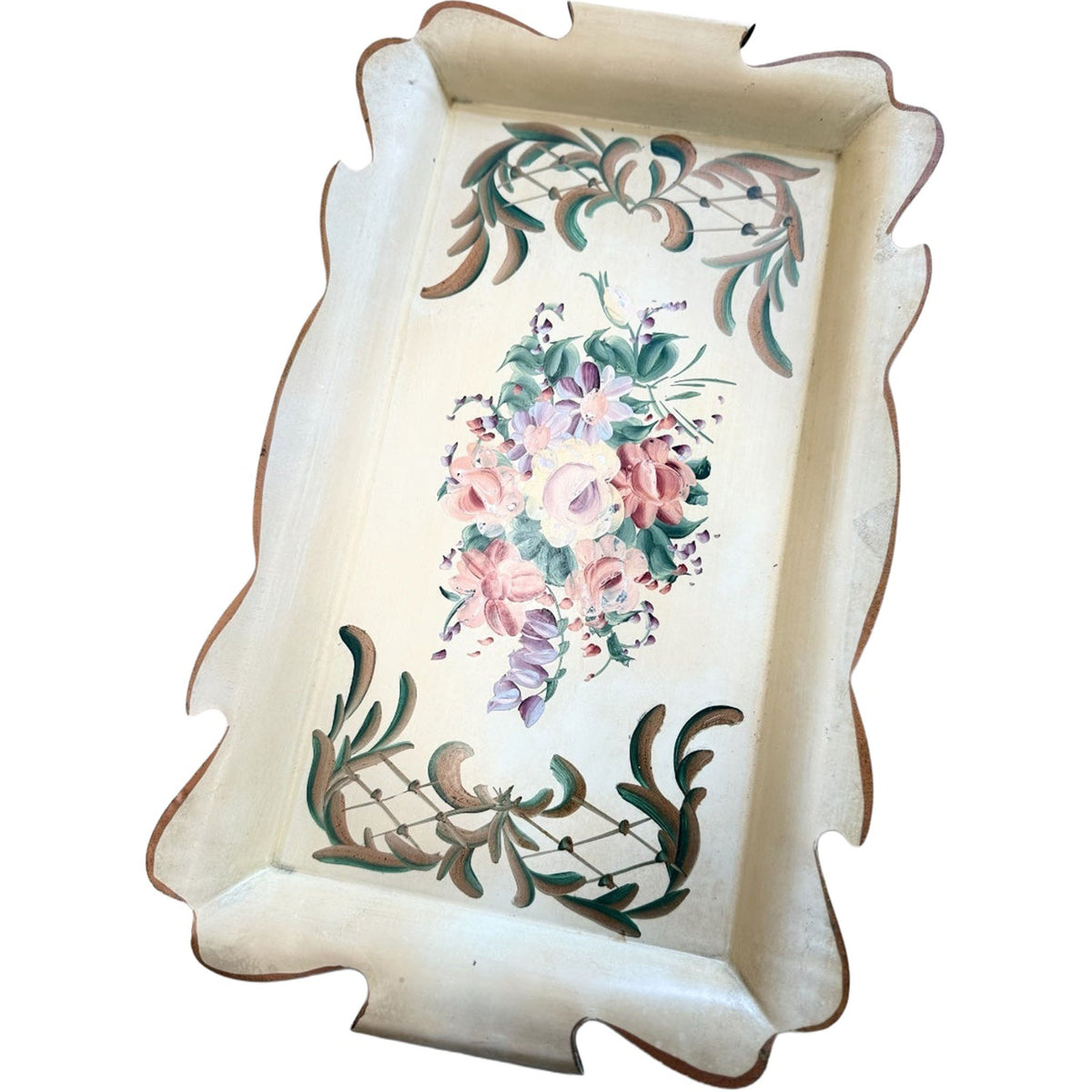 
                  
                    Vintage Hand-Painted Floral Metal Tray - Curated Home Decor
                  
                