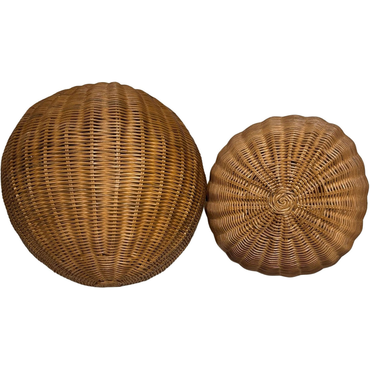 Vintage Woven Rattan Spheres — Set of 2 - Curated Home Decor