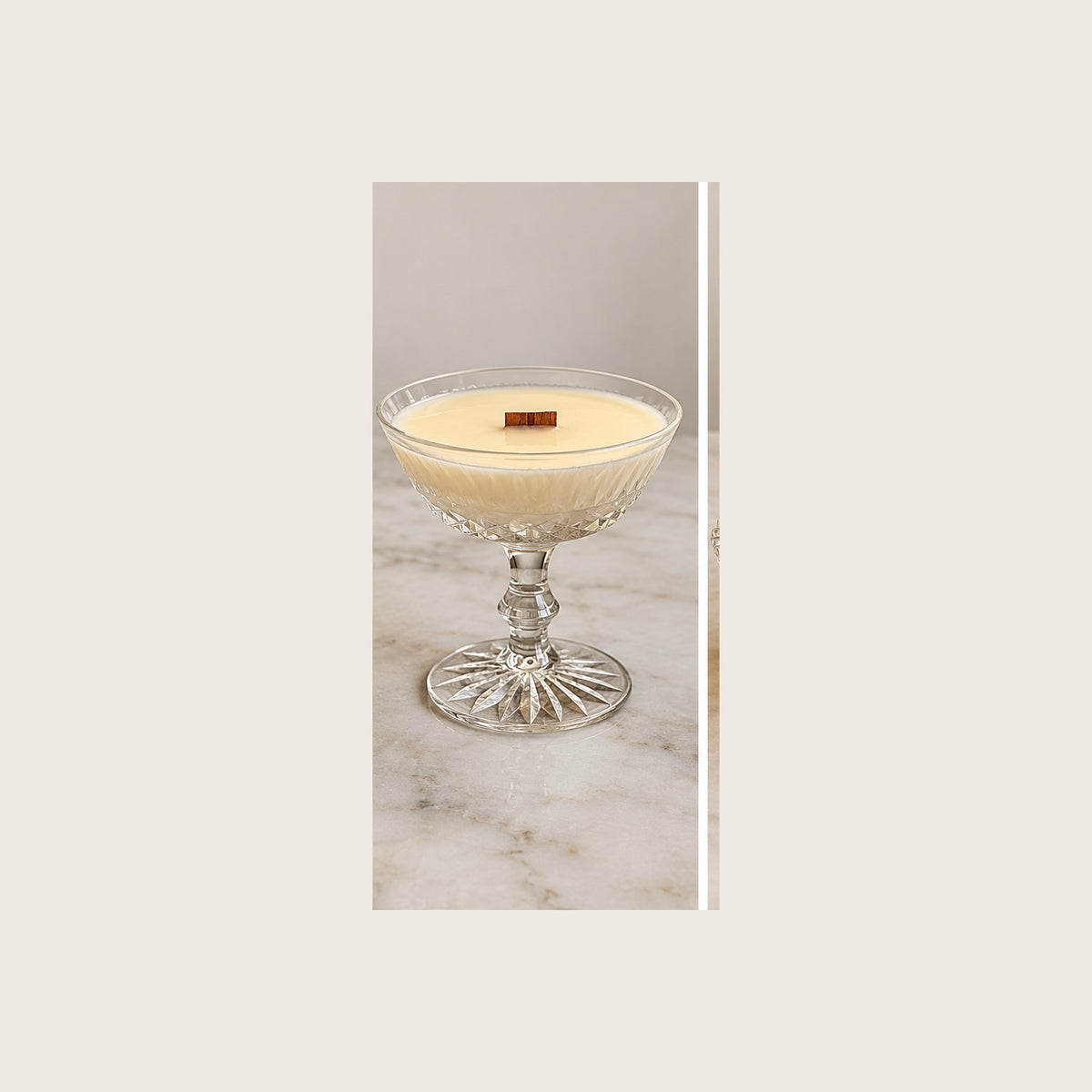Vintage Cut Glass Coupe Candle - Curated Home Decor