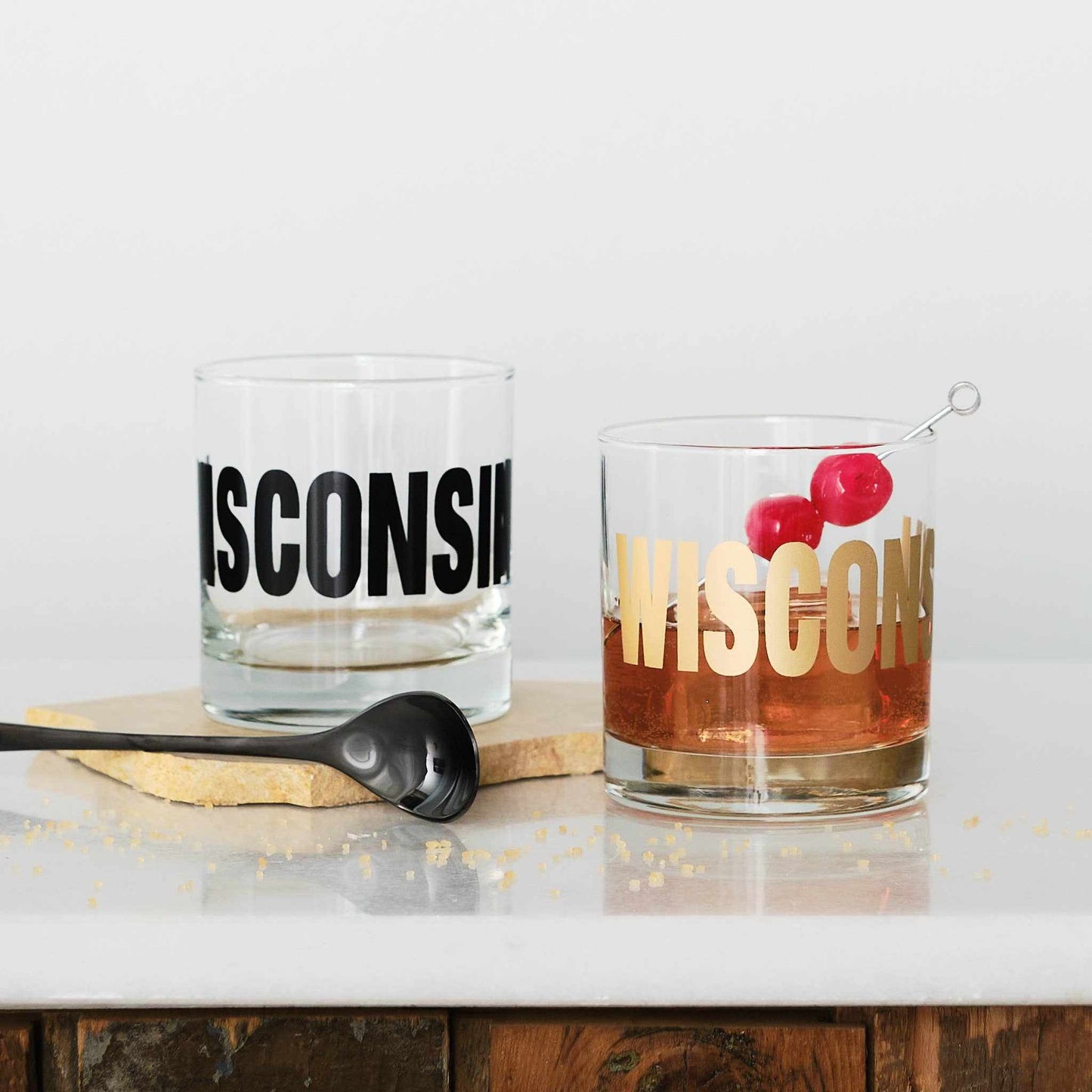 
                  
                    Wisconsin Typography Rocks Glasses - Curated Home Decor
                  
                