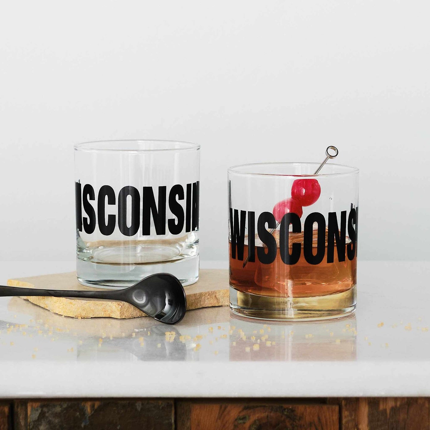 
                  
                    Wisconsin Typography Rocks Glasses - Curated Home Decor
                  
                