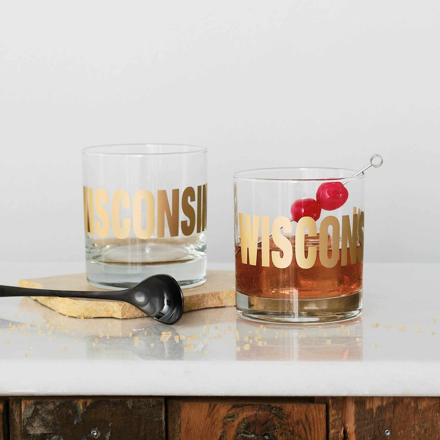 
                  
                    Wisconsin Typography Rocks Glasses - Curated Home Decor
                  
                