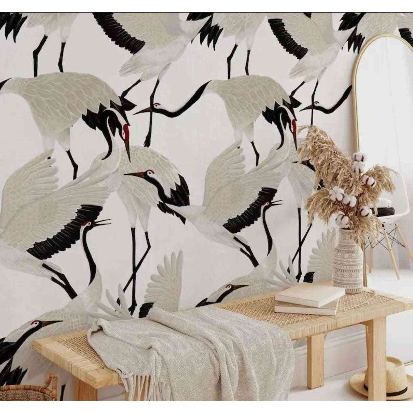 
                  
                    Grey Heron Asian Wallpaper - Curated Home Decor
                  
                