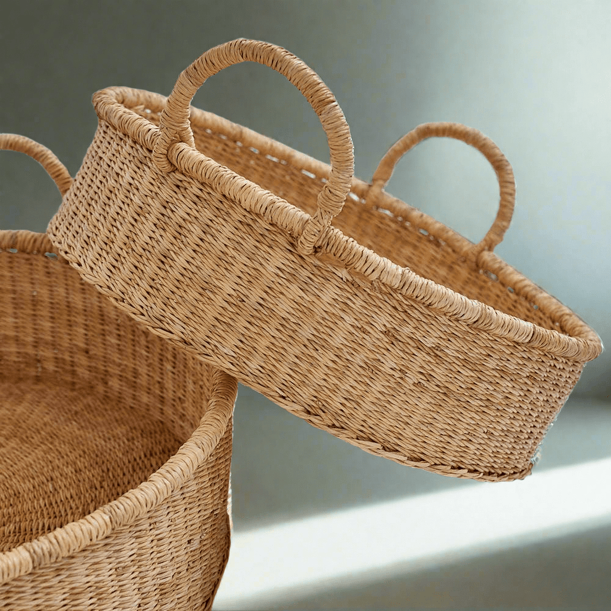 
                  
                    Handcrafted Bolga Woven Tray Round w/ Handles - Curated Home Decor
                  
                