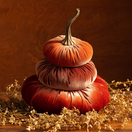 Stacked Pumpkins Centerpiece in Harvest Bronze Rust - Curated Home Decor