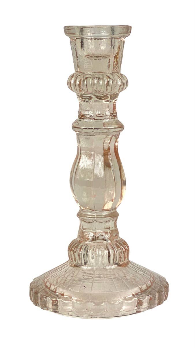 Glass Candleholder- Light Pink - Curated Home Decor