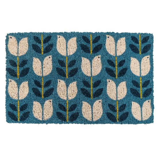 Birds in Bloom Handwoven Coconut Fiber Doormat