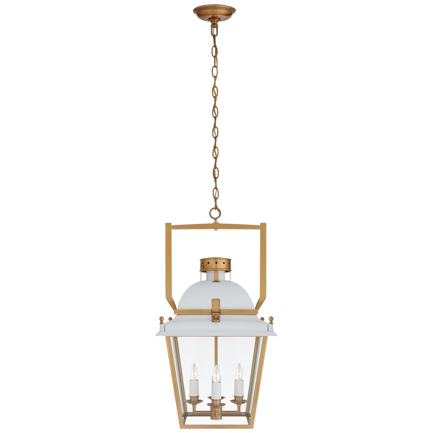 Visual Comfort Signature - CHC 5108WHT/AB-CG - Four Light Lantern - Coventry - Matte White and Antique-Burnished Brass