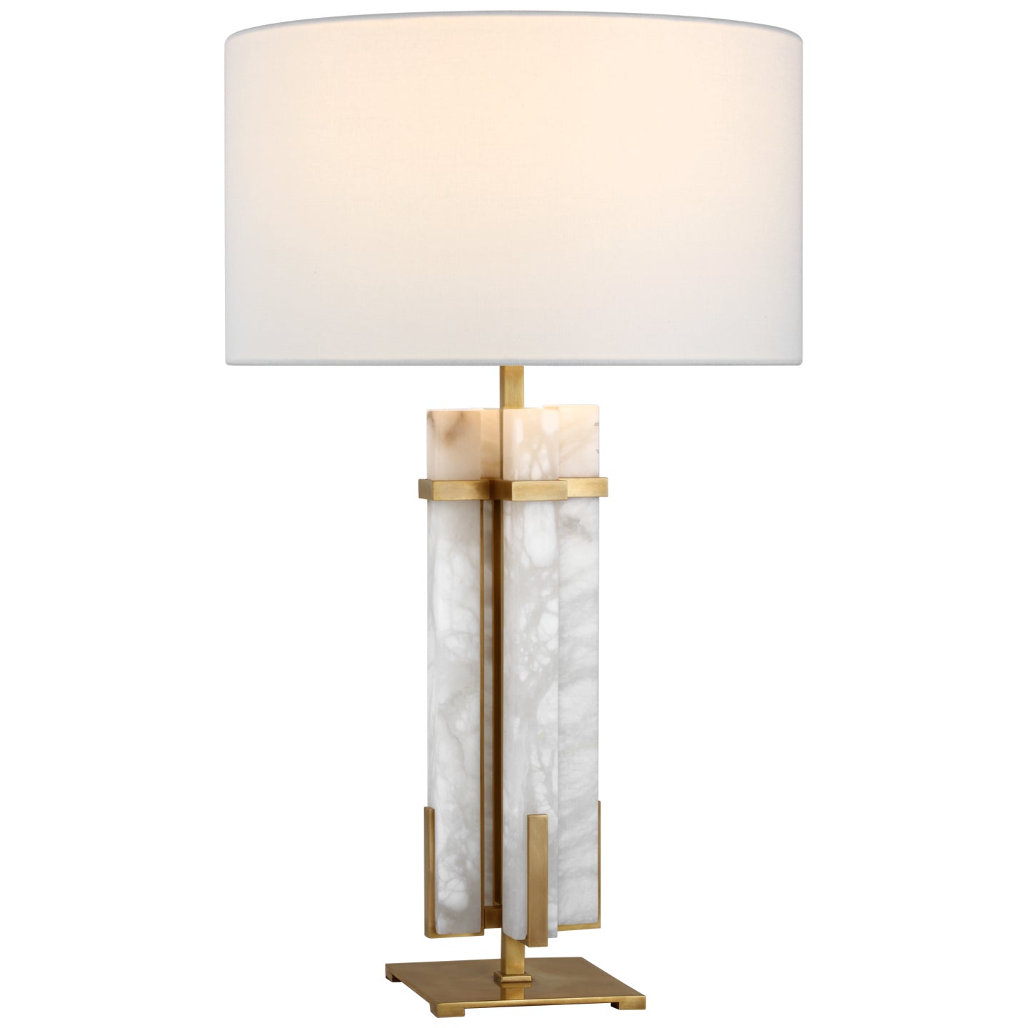 Load image into Gallery viewer, Visual Comfort Signature - S 3910HAB/ALB-L - LED Table Lamp - Malik - Hand-Rubbed Antique Brass and Alabaster

