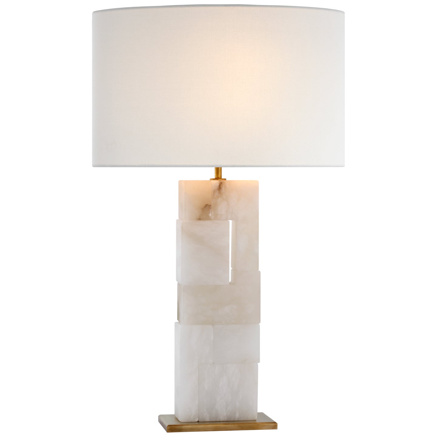 Visual Comfort Signature - S 3926ALB/HAB-L - LED Table Lamp - Ashlar - Alabaster and Hand-Rubbed Antique Brass