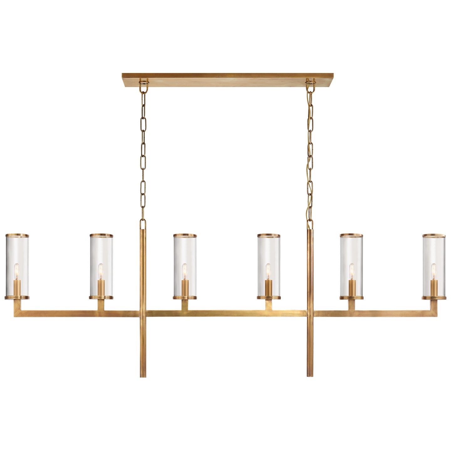 Load image into Gallery viewer, Visual Comfort Signature - KW 5203AB-CG - Six Light Linear Chandelier - Liaison - Antique-Burnished Brass

