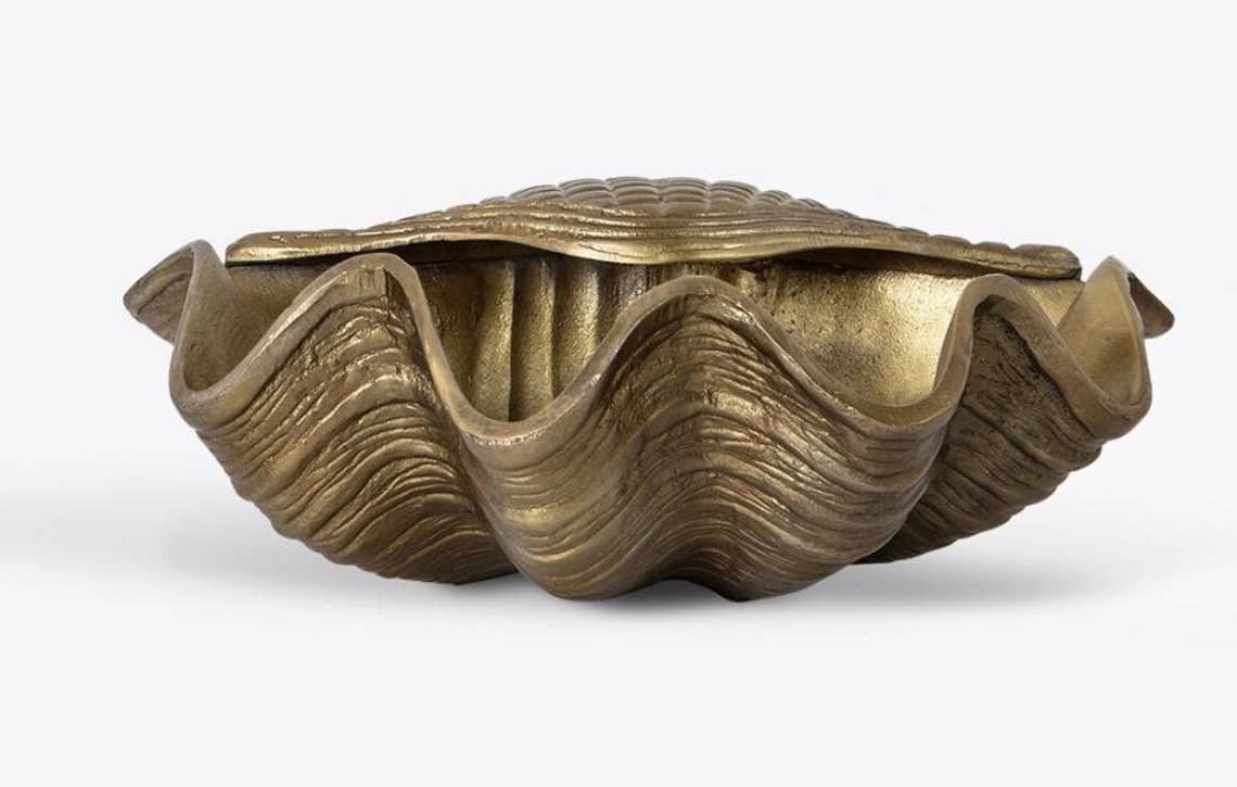 Bronze color Clam Wine Cooler Handmade table top Home bar - Curated Home Decor
