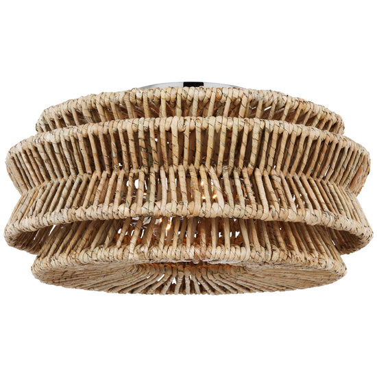 Load image into Gallery viewer, Visual Comfort Signature - CHC 4015PN/NAB - LED Semi-Flush Mount - Antigua - Polished Nickel and Natural Abaca
